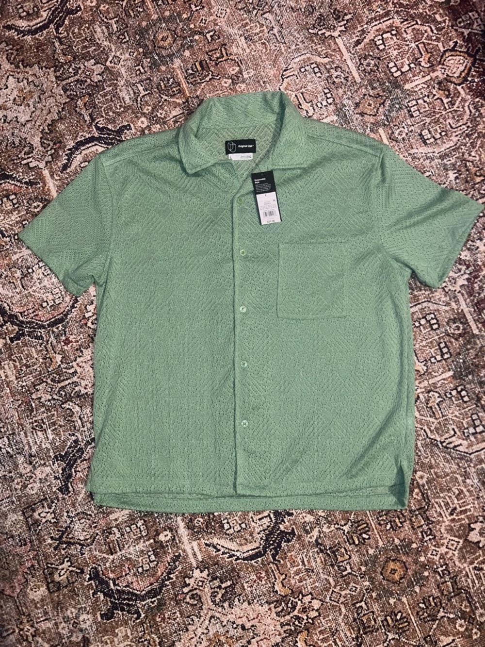 Original Use Short Sleeve Button-Up Shirt - Mint Green